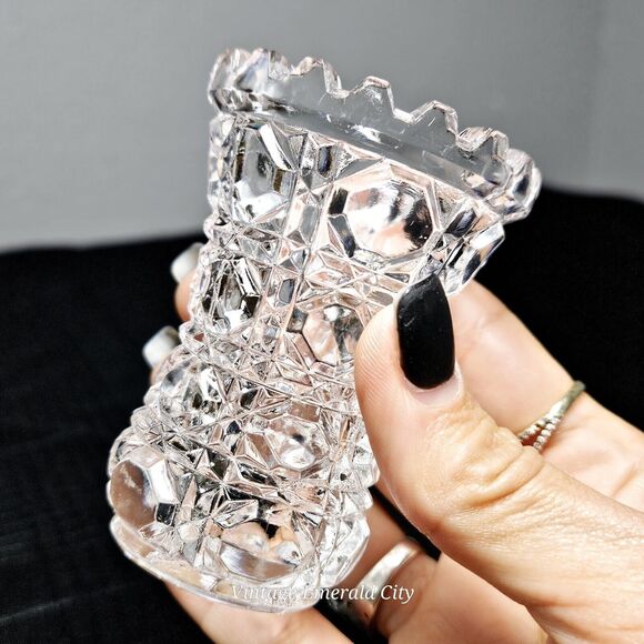 Vtg Clear 1970's Anna hütte 24% Lead Crystal Toothpick Mini Vase West Germany - Picture 4 of 13